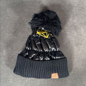 Adult Lux Lux Black Puffer Beanie with Pom One Size fits Most NEW